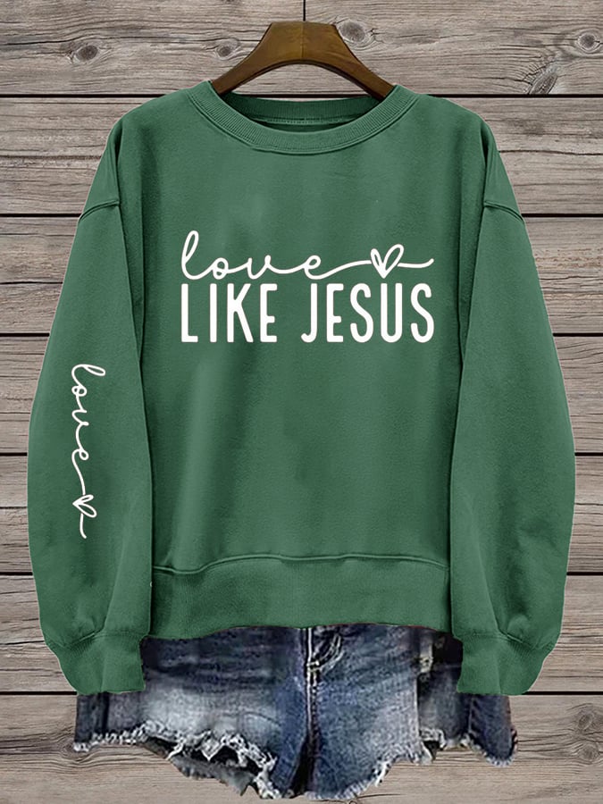 Women's Valentine's Day Faith Print Crew Neck Sweatshirt