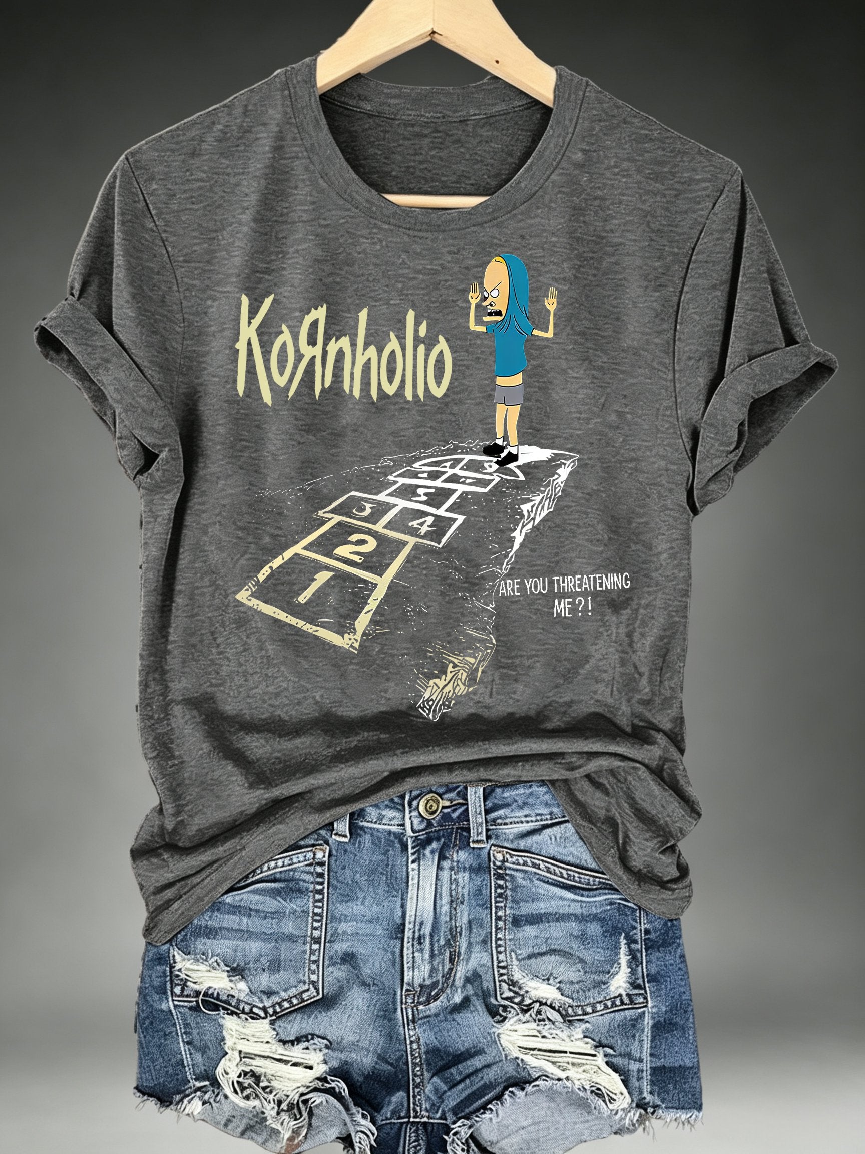 Women's  Vintage Kornholio Graphic Funny T-Shirt