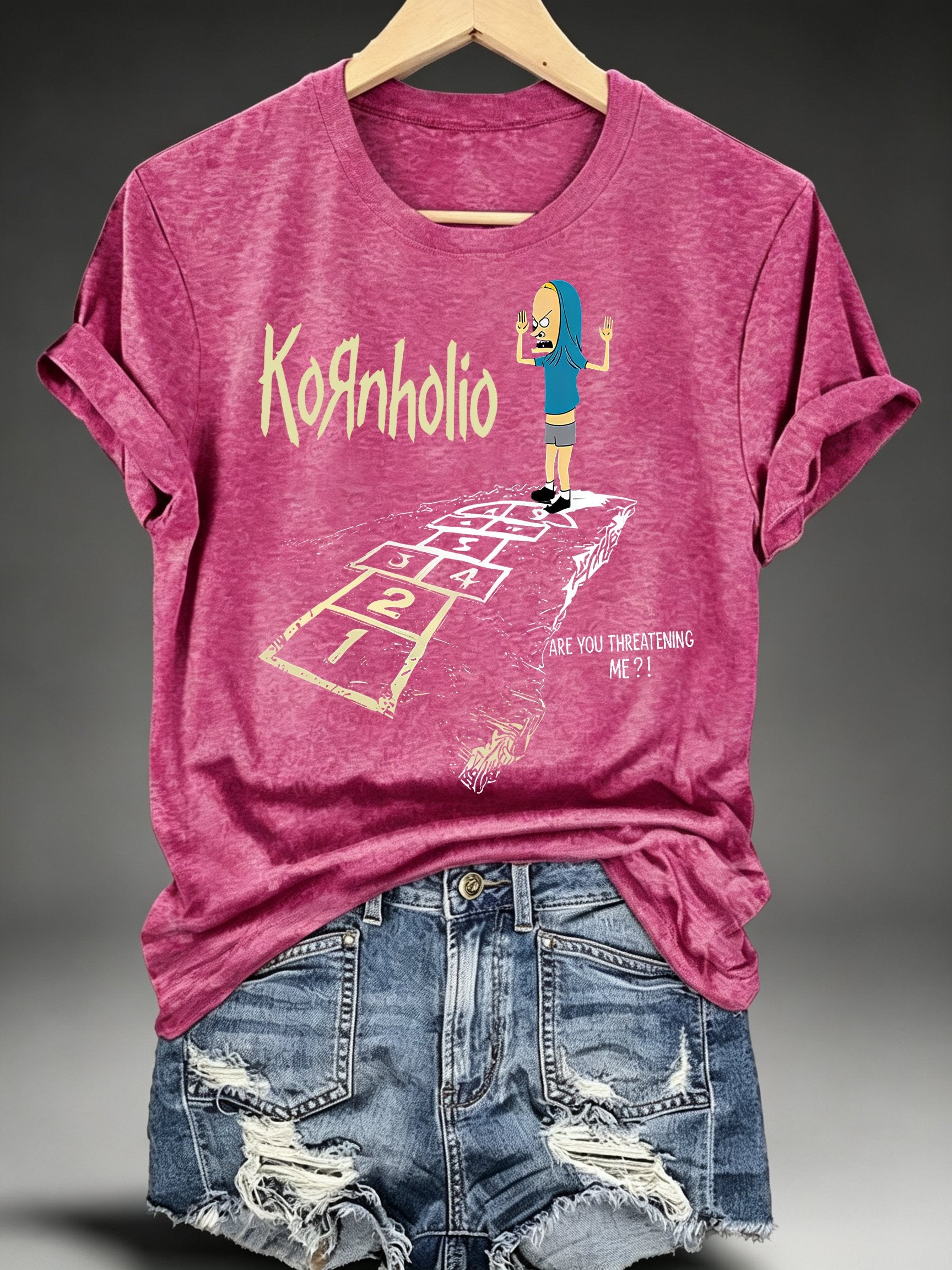 Women's  Vintage Kornholio Graphic Funny T-Shirt