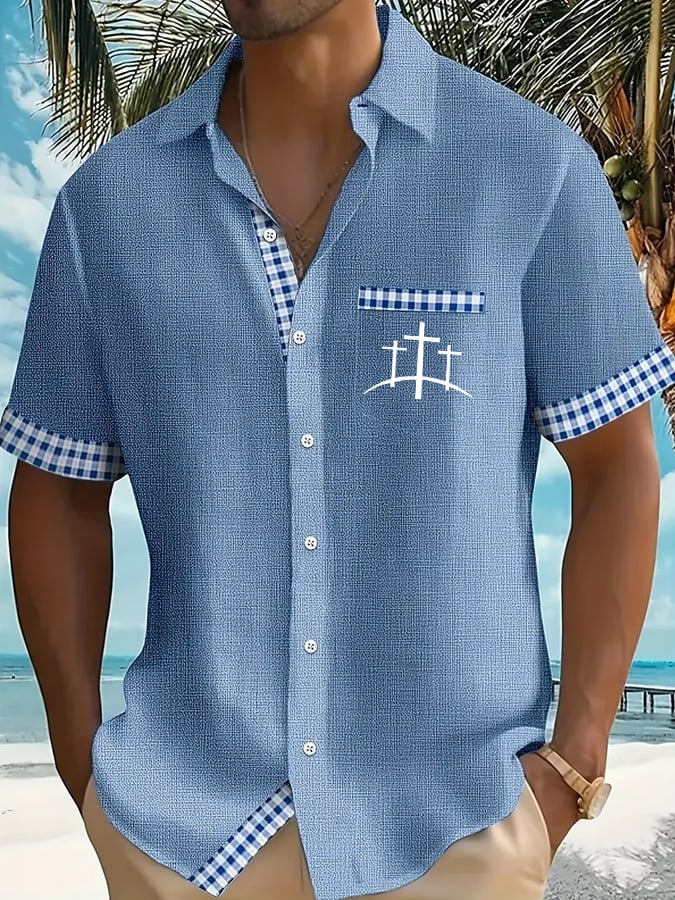 🔥Buy 3 Get 15% Off🔥Men's Faith Cross Printed Casual Shirt