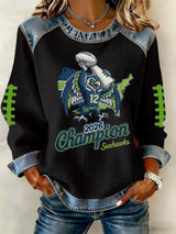 Women's rugby print long-sleeved sweatshirt