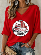 Women's Casual Printed Waffle Top
