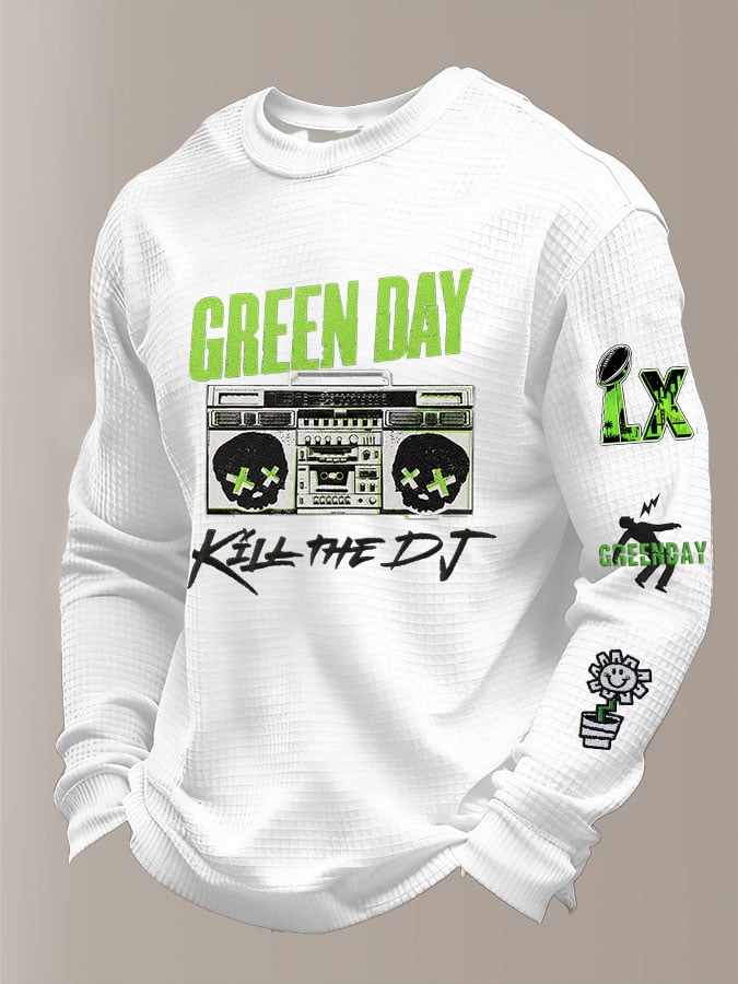 Men's Rock Band Plaid Long-Sleeved T-Shirt