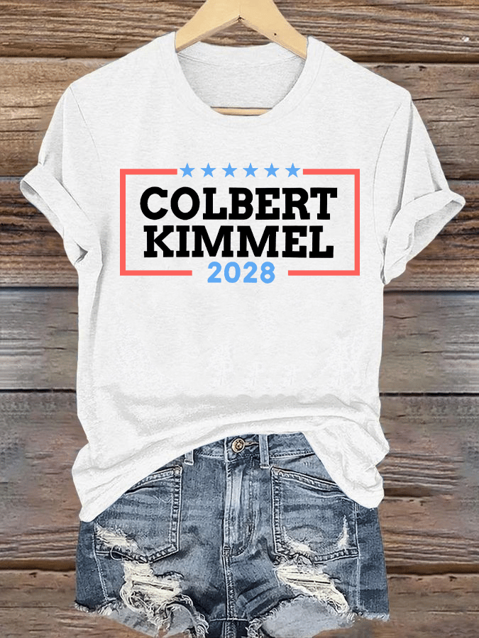 Women's  Modern Talk Show Colbert Kimme 2028Print T-Shirt