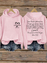 Women's Love Like Jesus, Dear Person Behind Me Jesus Loves You Beyond Measure Inspirational Casual Hoodie