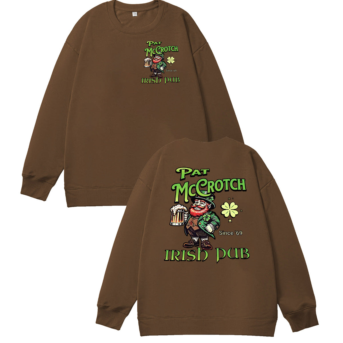 St.Patrick's Day Print Pattern 100% 300g Cotton Crew Neck Sweatshirt