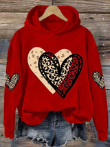 Women's Valentine's Day printed hooded sweatshirt