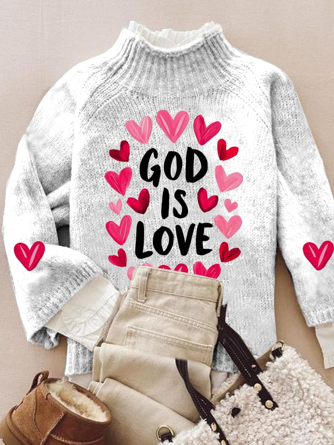 Women's Casual Valentine's Day Faith Knitted Turtleneck Bottoming Shirt