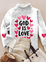 Women's Casual Valentine's Day Faith Knitted Turtleneck Bottoming Shirt