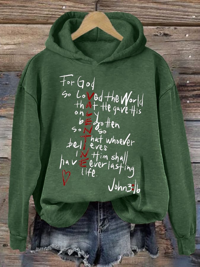 Women'S Casual For God So Loved The World Printed Long Sleeve Sweatshirt