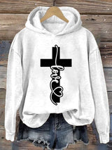 Women's  Love Cross Print Casual Sweatshirt