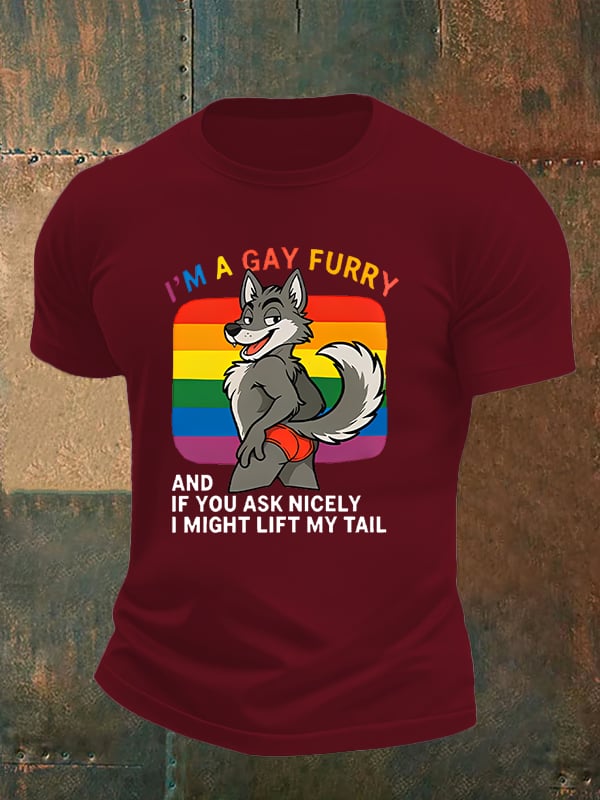 Men's I'm a gay furry Funny LGBTQ Pride Month Shirt
