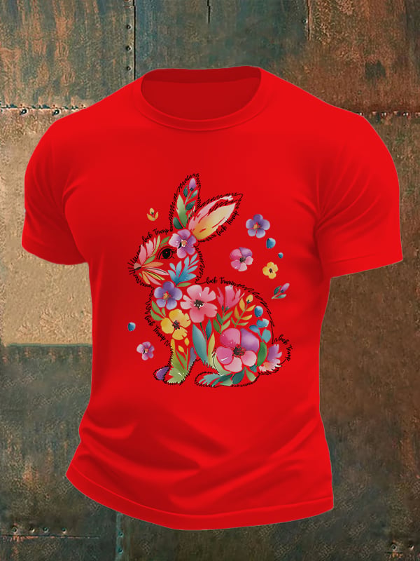 Men's  Spring Easter Bunny Subtle Hidden Message FDT T-shirt