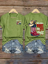 Women's V-neck WE'LL PUT A B00T IN YOUR ASS Print T-Shirt