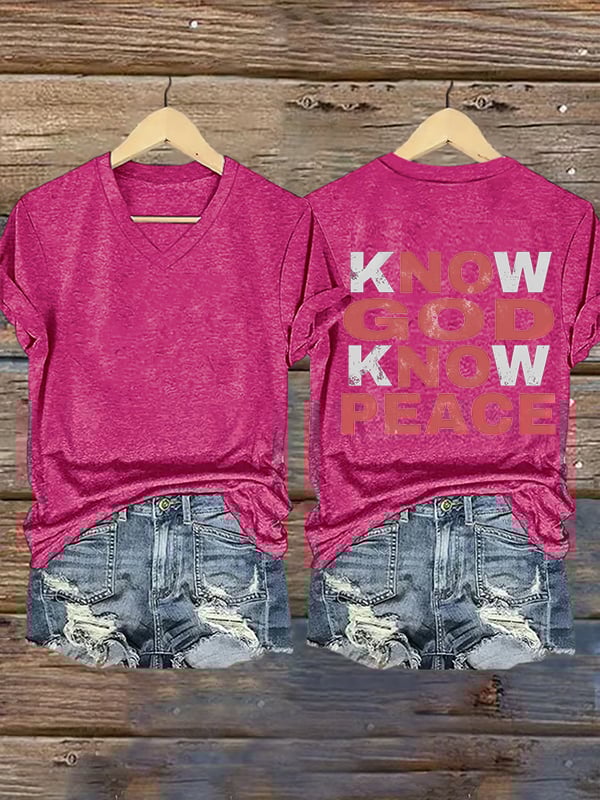 Women's Know God Know Peace, Religious Peace Inspiration Style T-Shirt