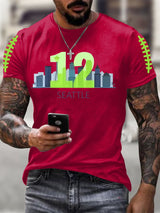 Men's Rugby Print Casual T-Shirt