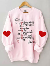 Women's For God So Loved Print Long Sleeve Sweatshirt