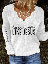 Women's Valentine's Day Printed V-Neck Top