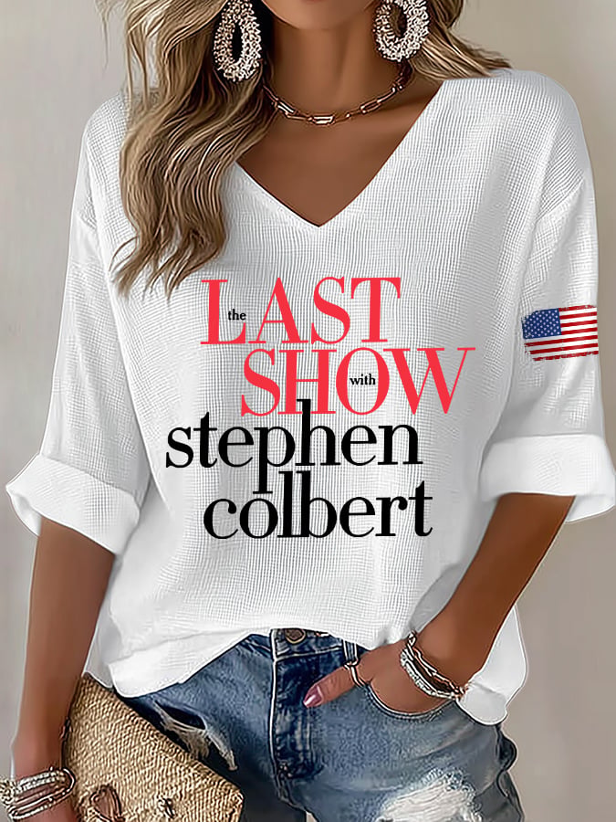 🔥Buy 3 Get 15% Off V-Neck Retro Last Show Print T-Shirt