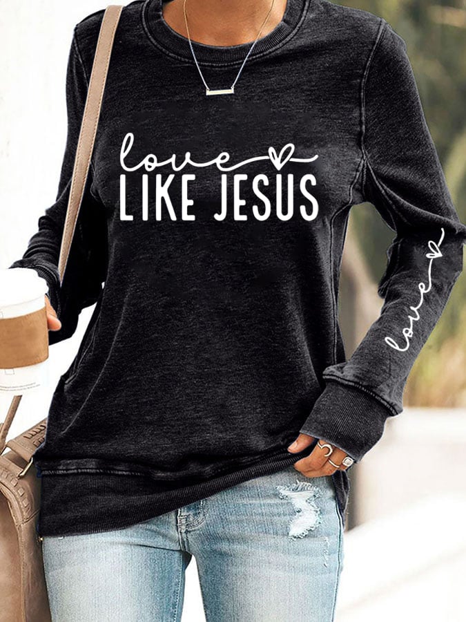 Women's Valentine's Day Printed Round Neck Sweatshirt