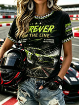Women's Retro Racing Legend Memorial Print Short-Sleeve T-Shirt