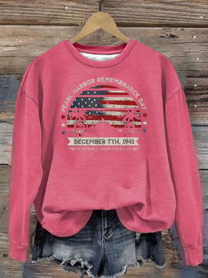 🔥Buy 3 Get 15% Off Women's   Pearl Harbor Memorial Day Hawaii USA Flag Day of Infamy Sweatshirt