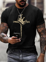 Men'S Casual Faith Cross Crown Short-Sleeved T-Shirt