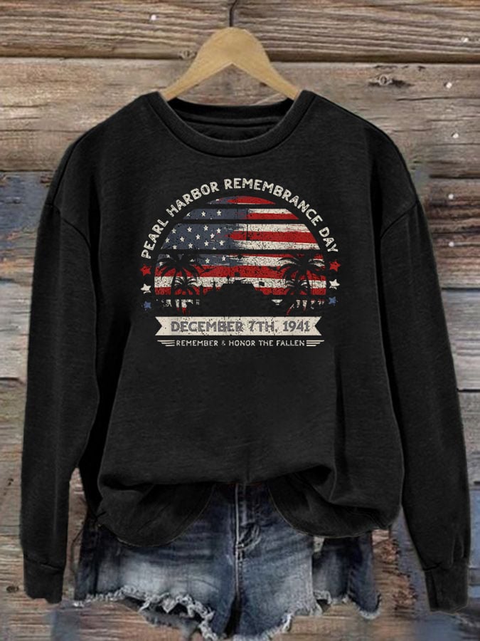 🔥Buy 3 Get 15% Off Women's   Pearl Harbor Memorial Day Hawaii USA Flag Day of Infamy Sweatshirt
