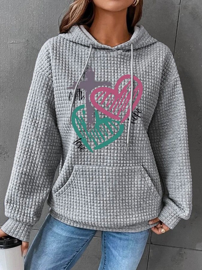 Women's Cross Heart Print Hoodie