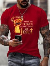 Men's There Is Power In The Name Of Jesus Print Casual T-Shirt