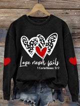 Women's Love Never Fails Printed Round Neck Sweatshirt