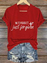 Women's not perfect, just FORGIVEN  Print Caasual T-shirt