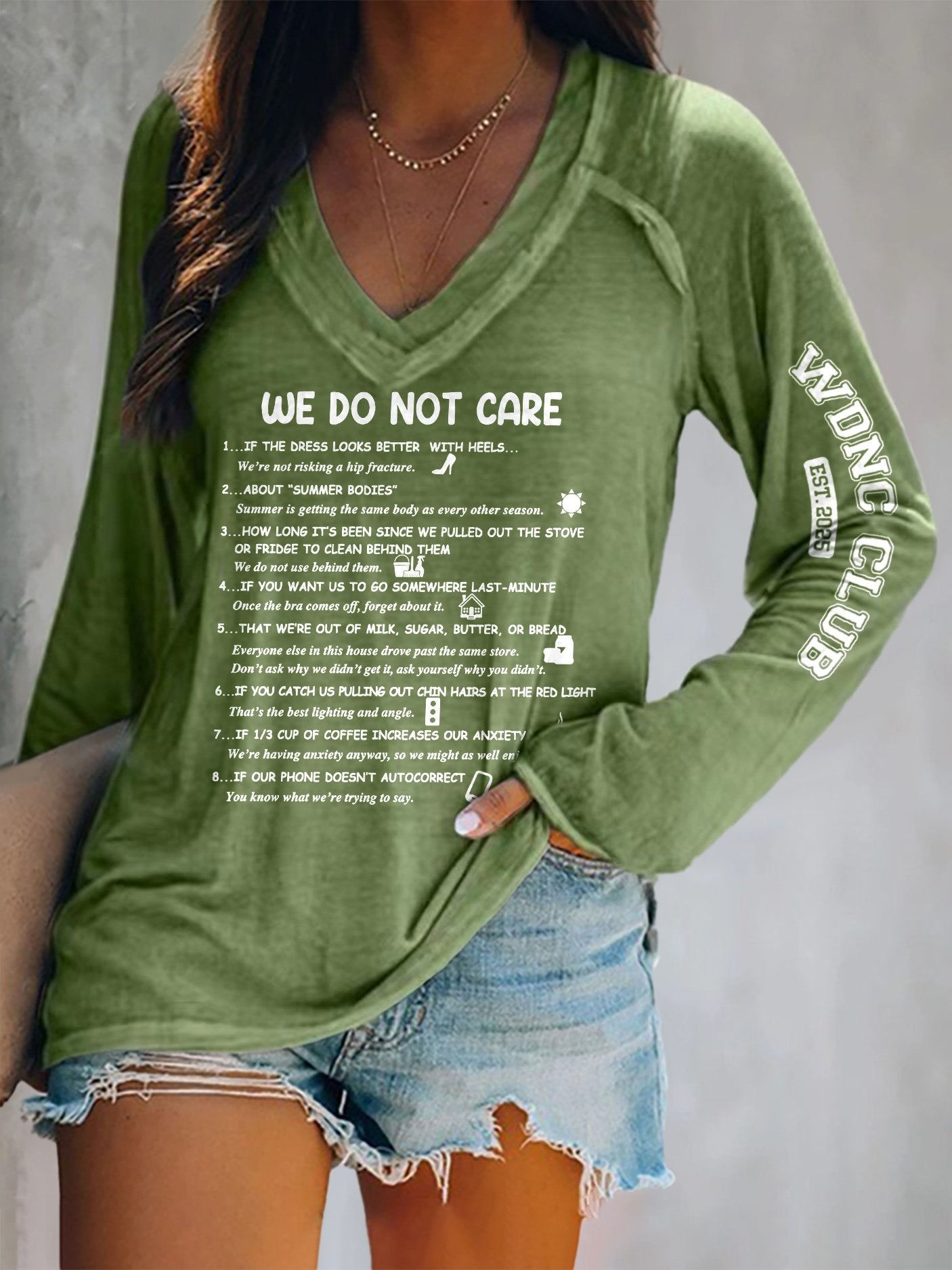 V-neck Retro Funny WDNC Menopause Perimenopause Print T-Shirt