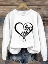 Faith Print Crew Neck Pullover