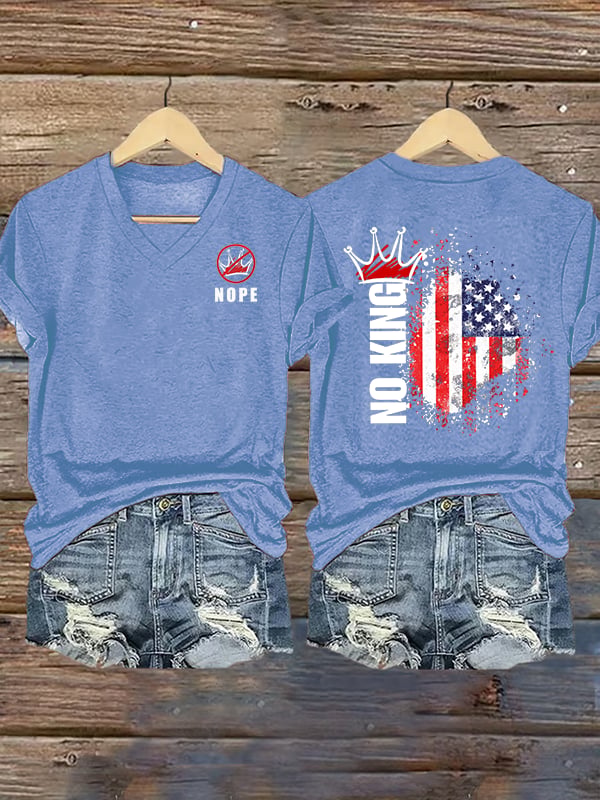 Women's  NOPE No King American Flag  Print T-Shirt