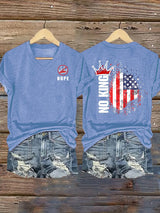 Women's  NOPE No King American Flag  Print T-Shirt