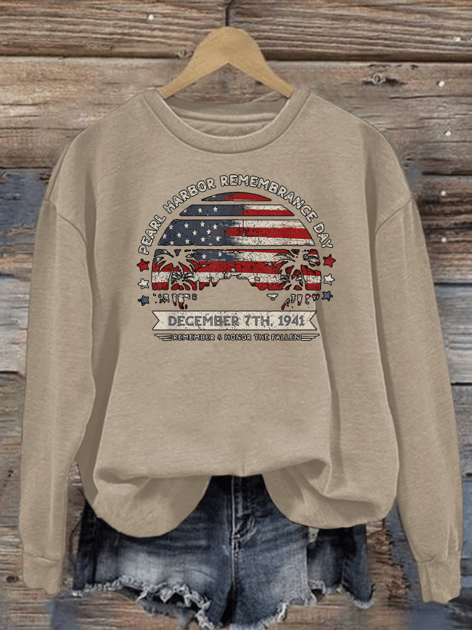 🔥Buy 3 Get 15% Off Women's   Pearl Harbor Memorial Day Hawaii USA Flag Day of Infamy Sweatshirt
