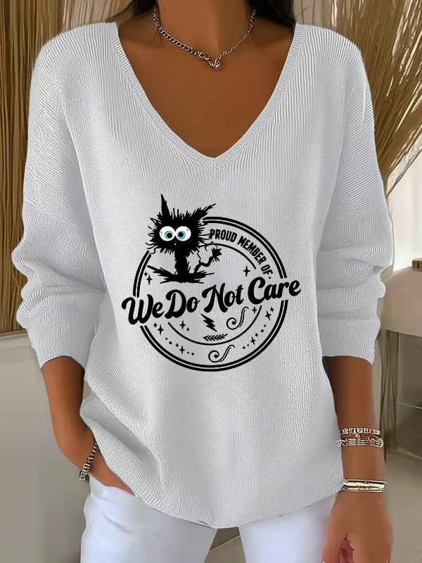 V-Neck Retro Funny Proud Member Of  Club Menopause Perimenopause Print Knitted Tops