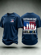 Men's Veterans Day Shirt, Our Defenders of Freedom American Flag and Soldier Silhouettes