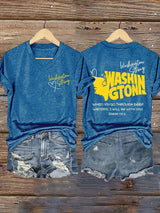 V-Neck Retro Washington Strong When You Go Through Deep Waters, I Will Be With You Isaiah 43:2 Print T-Shirt