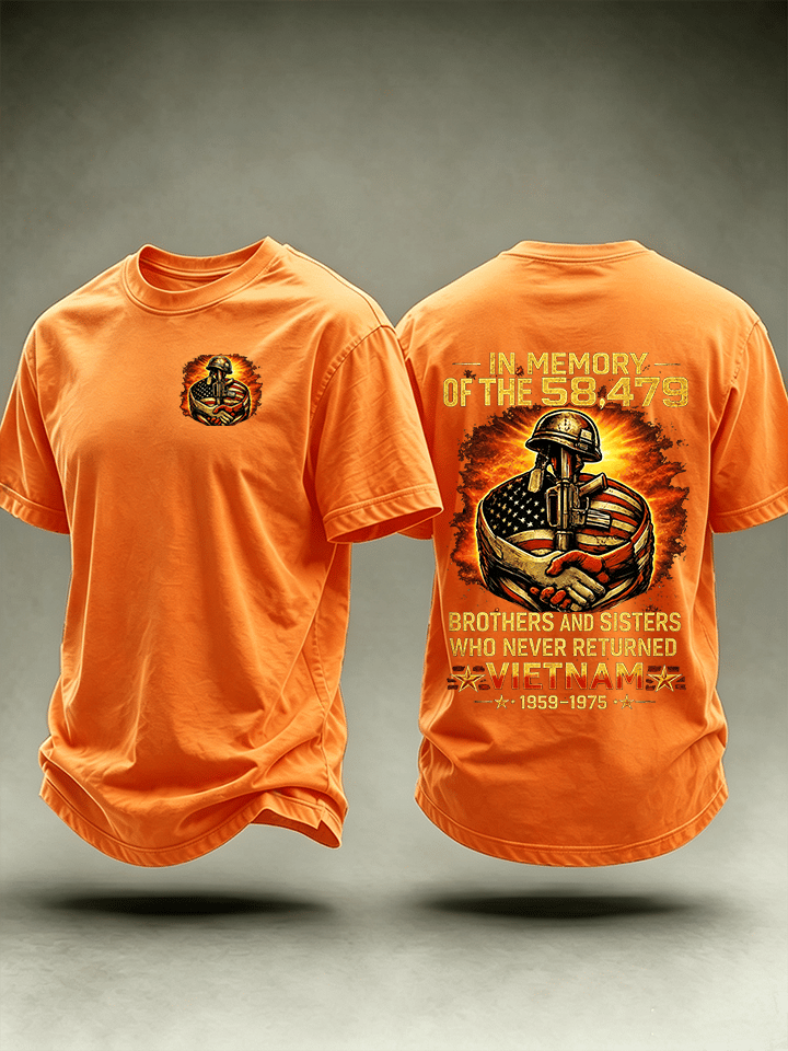 Men's In Memory Of The 58,479 Tribute T-Shirt, Vietnam Era Memorial Graphic Tee