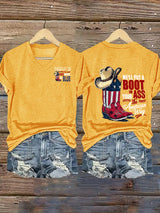 Women's V-neck WE'LL PUT A B00T IN YOUR ASS Print T-Shirt