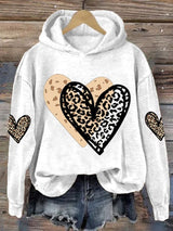 Women's Valentine's Day printed hooded sweatshirt