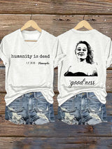 V-Neck Retro Humanity Is Dead 1.7.2026 Minneapolis Goodness Print T-Shirt