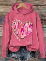 Women's We Love Because He First Loved Us Print Hooded Sweatshirt