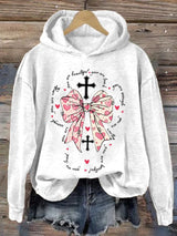 Women's You Are Enough,Loved,Worthy,Valentines Day Christian Print Hooded Sweatshirt