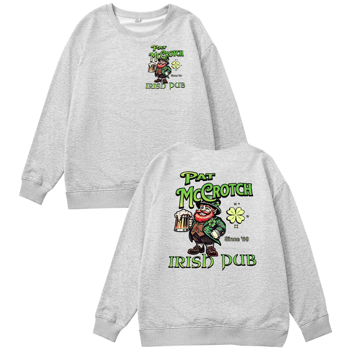 St.Patrick's Day Print Pattern 100% 300g Cotton Crew Neck Sweatshirt