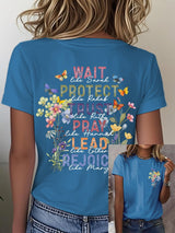 🔥Hot Sale Picks 🔥Women'S Casual Floral Faith Print Short Sleeve T-Shirt