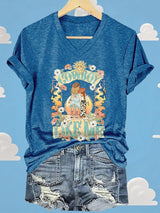 V-Neck Retro I Knew It Print T-Shirt