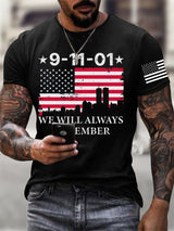 Men's Never Forget 9-11  Flag Print T-Shirt
